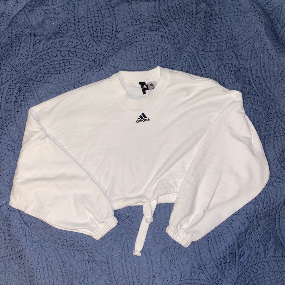 Adidas White Cropped Pullover